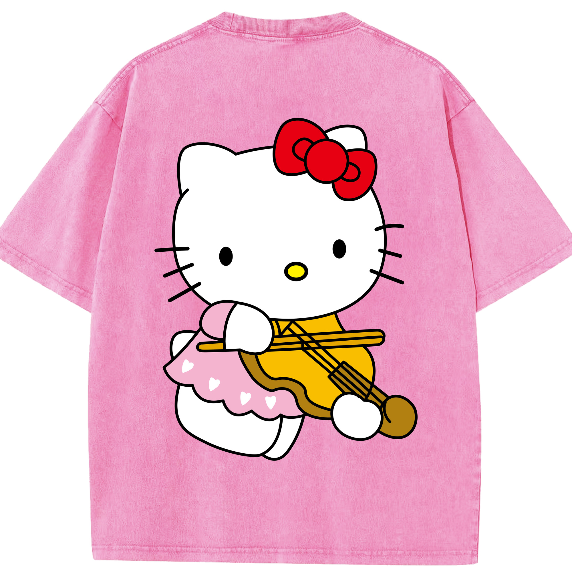 （画像用） Hello Kitty ハローキティ 綿100% ヴィンテージ風 半袖Tシャツ（背面プリント）